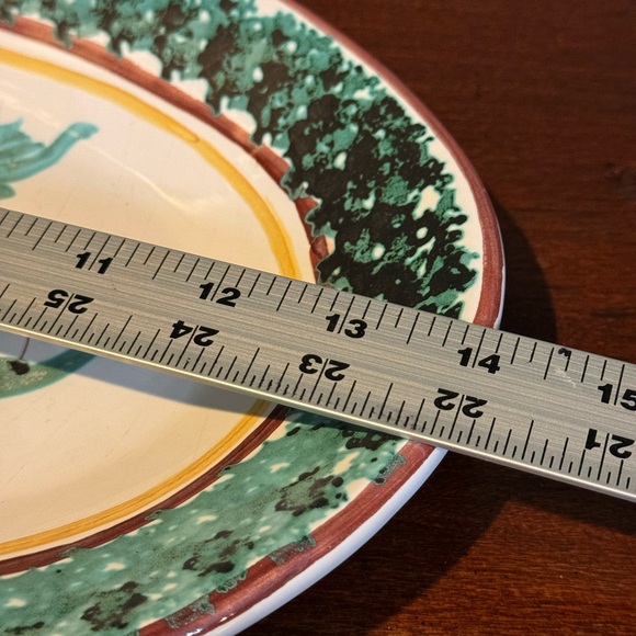 Large Italian wall platter in Neapolitan majolica green border and Grapes - Picture 7 of 8